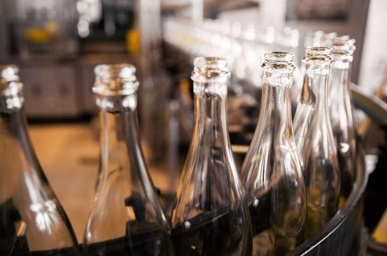 Bottling line in an FMCG manufacturing facility