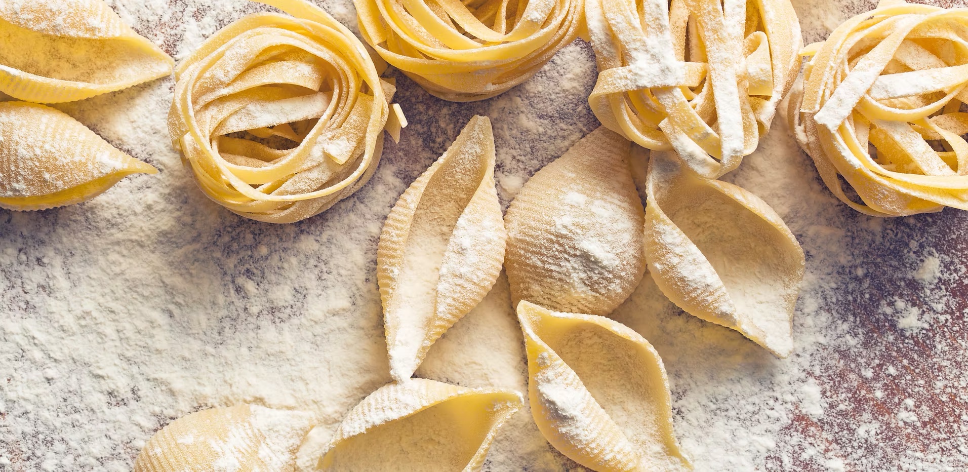 Fresh pasta product development on a floured bench